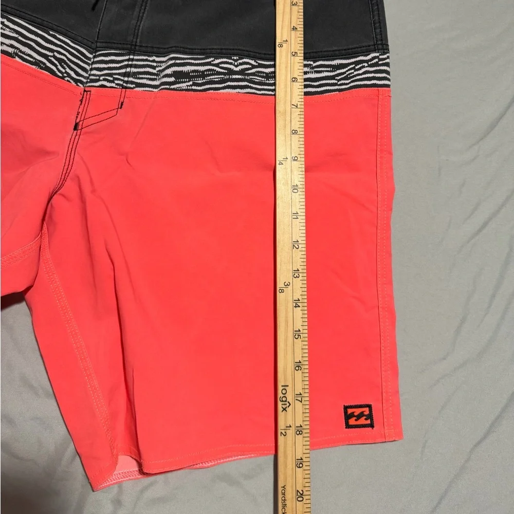 Billabong Skateboard Swim Trunks, Drawstring, Pink/Grey, Men's 36‎ #1154